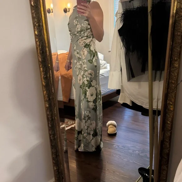 Reformation Floral Maxi Dress in Green and White - Picture 4 of 7